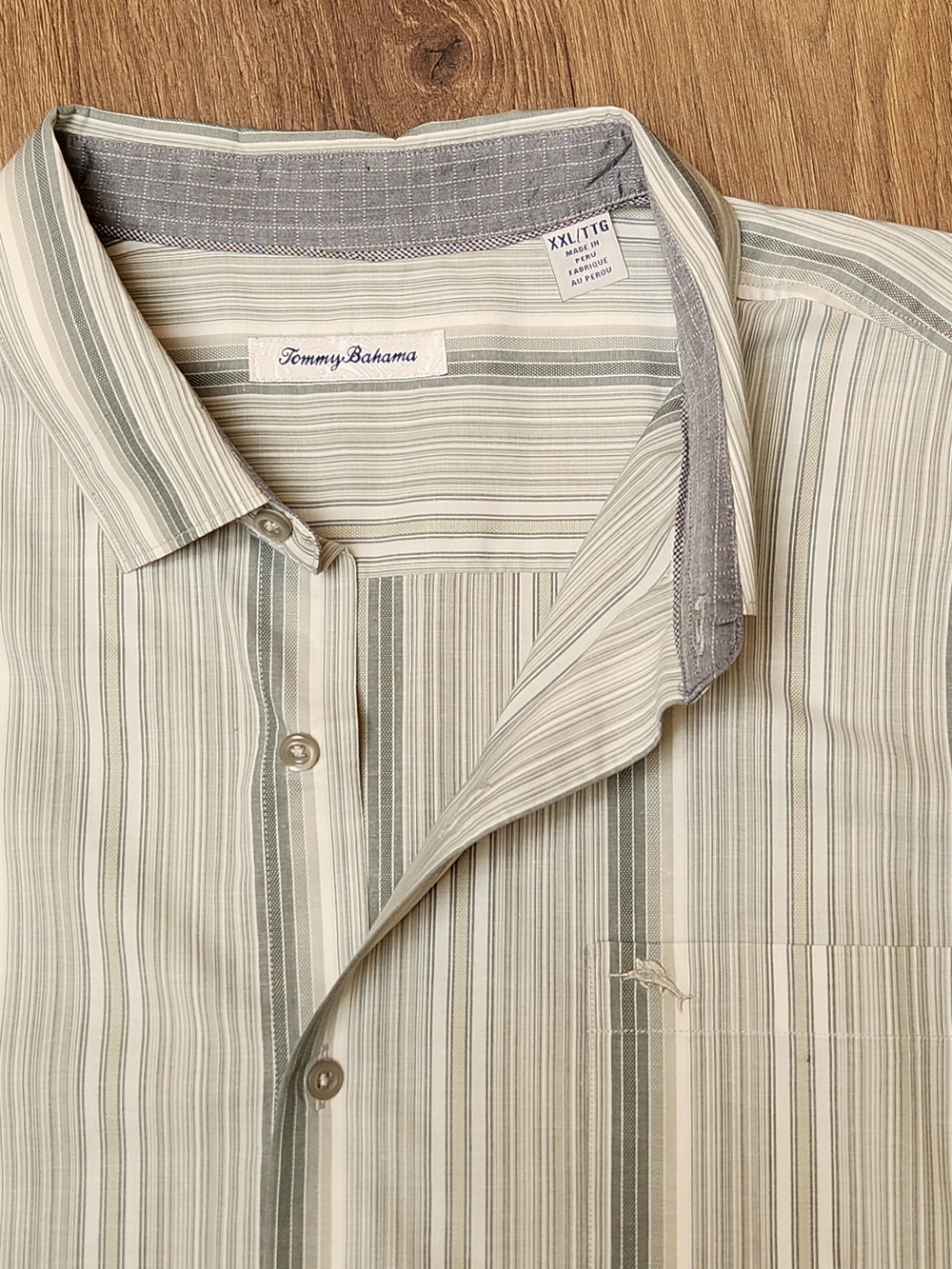 Tommy Bahama IslandZone Gray Striped Button Down Long Sleeve Shirt XXL - Picture 3 of 6